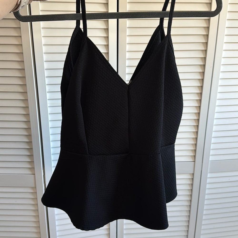 Black spaghetti strap peplum top